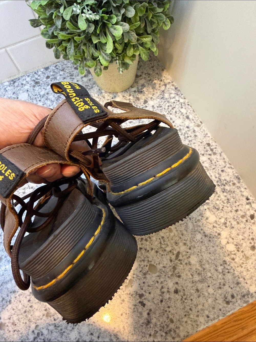Dr. Martens Nartilla Brown Leather Platform Sandals with Black Insole women 9 - Picture 7 of 8